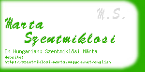 marta szentmiklosi business card