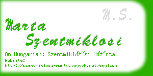 marta szentmiklosi business card